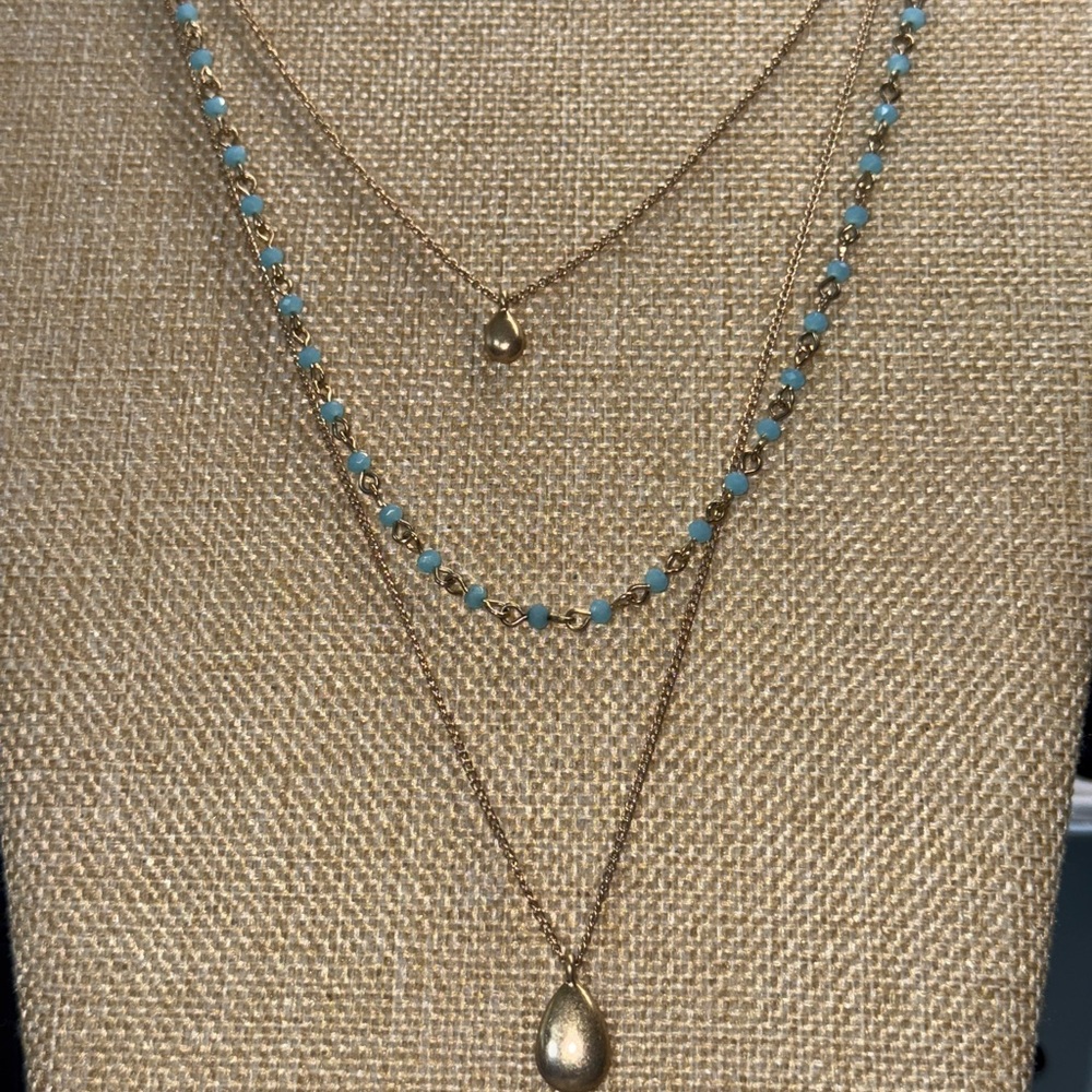 Park Lane Gold and Turquoise Triple Necklace